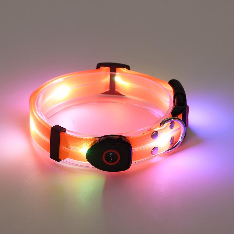 【Pet Essential】USB rechargeable luminous leather belt LED flashing collar with adjustable brightness, extremely cool. christmas  collar ball toy Adjustable LED harness