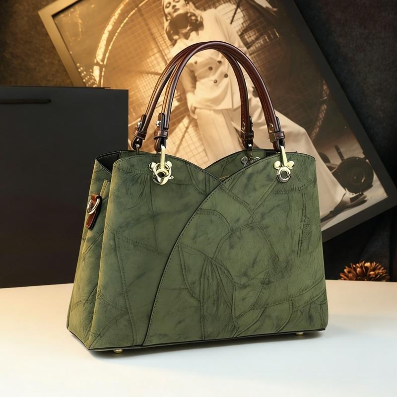 Elegant Vintage Patchwork Handbag, Large Capacity Commuter Tote Bag, Lightweight Luxury Mom Bag, Single Shoulder Crossbody Bag