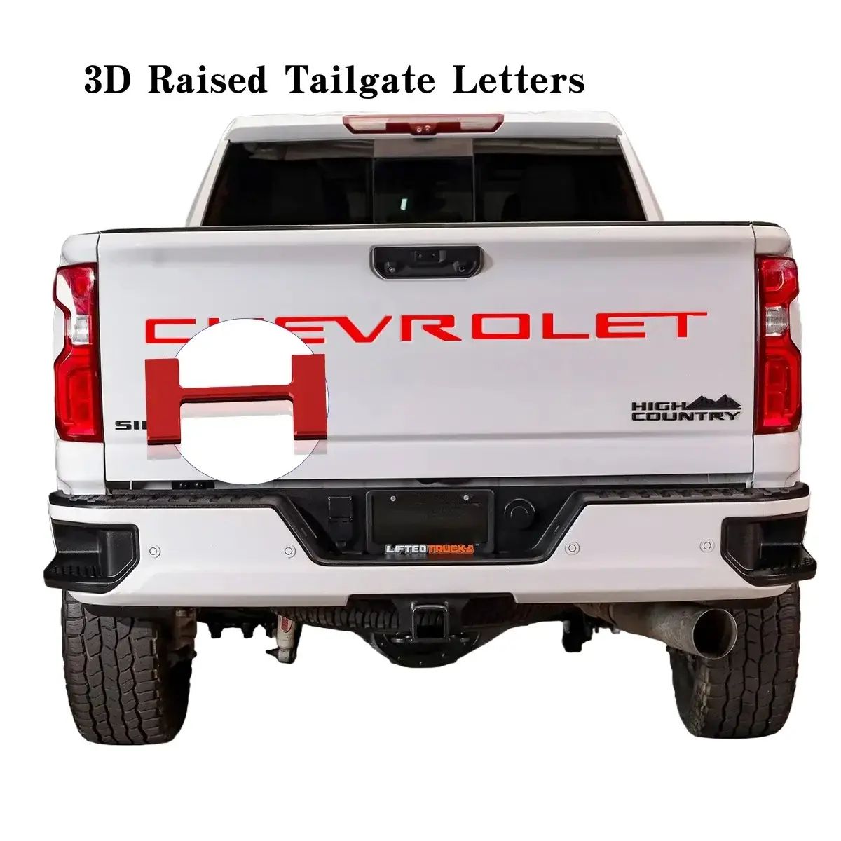 3D tailgate letters emblem Compatible for 2019 2020 2021 2022 2023 2024 2025 Chevrolet silverado Models strong 3m adhesive Weatherproof ABS Decals red Car Decorative Sticker Vehicle Exterior Decoration Truck Accessories