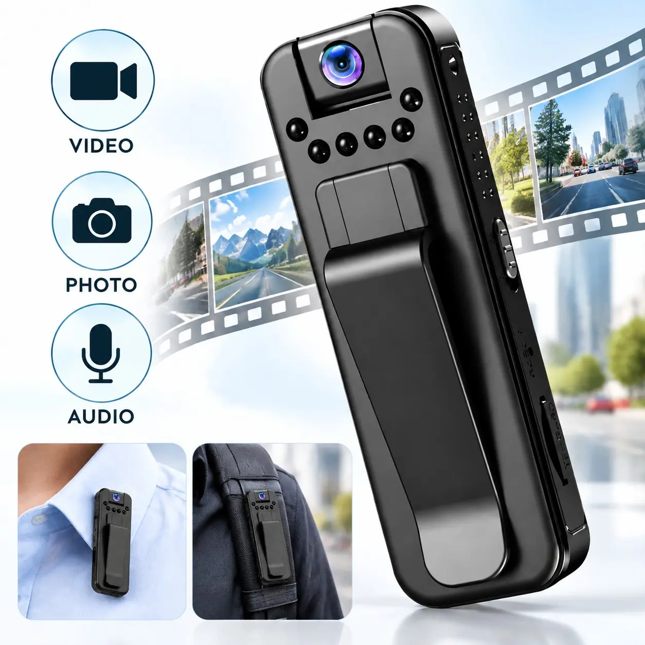 Mini Body Camera with HD Video Recording, Infrared Night Vision, WiFi Connectivity, 180° Rotatable Lens, TF Card Support, Portable Wearable Camera for Security and Daily Use