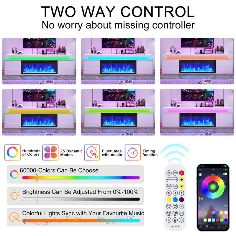 【2Packages Shipping】70in/80in TV Stand with Fireplace Up to 80" TVs/90" TVs, High Gloss LED Fireplace TV Stand Entertainment Center for 70/75+/80/90 inch TV, Modern Media TV Console Cabinet for Living Room,Black/white 【2Packages Shipping】70in/80in TV Stand with Fireplace Up to 80" TVs/90" TVs, High Gloss LED Fireplace TV Stand Entertainment Center for 70/75+/80/90 inch TV, Modern Media TV Console Cabinet for Living Room,Black/white