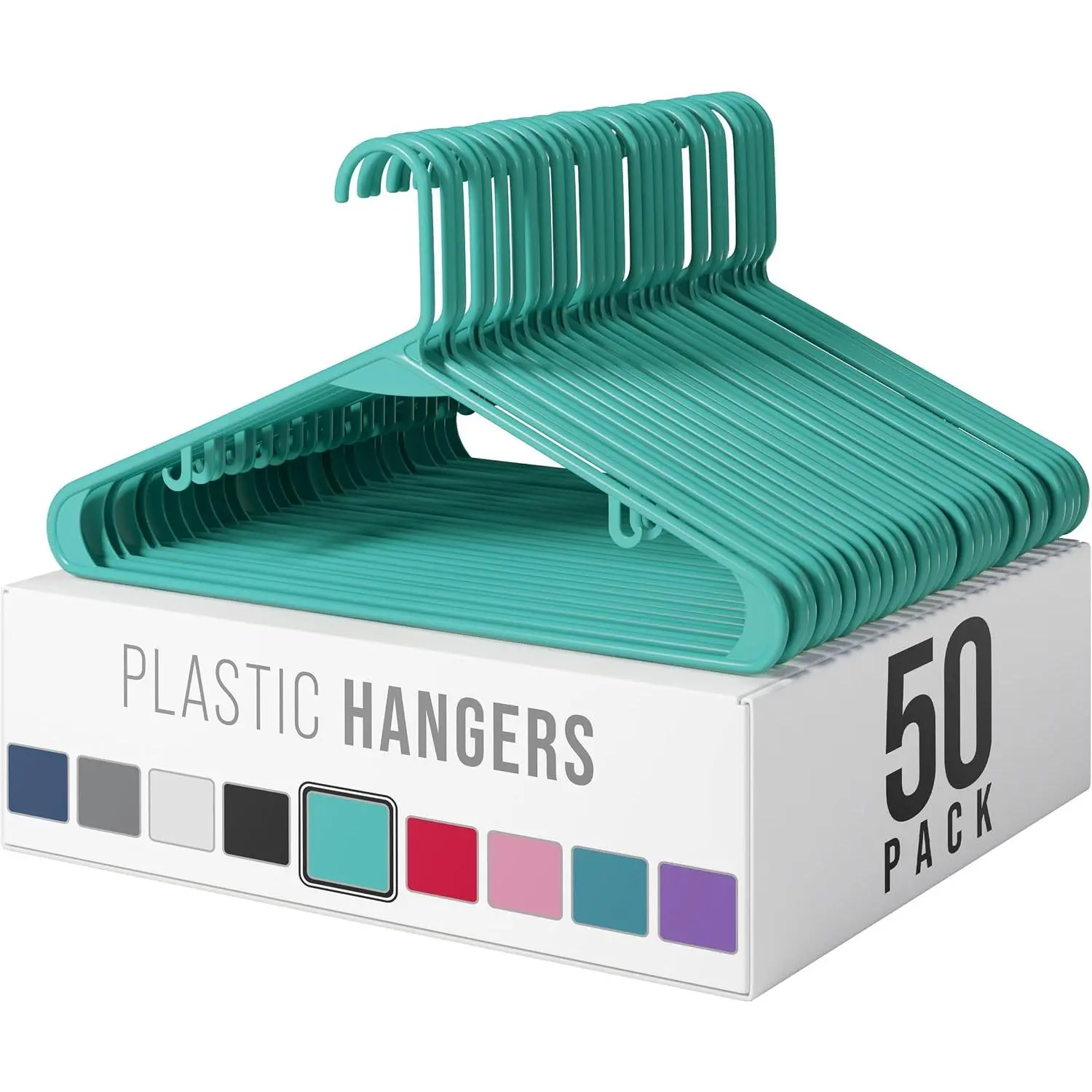 Plastic Hangers 50 Pack - Clothes Hangers - Makes The Perfect Coat Hanger and General Space Saving Hangers for Closet and New Apartment Essentials - Percheros Ganchos para Colgar Ropa Hangars