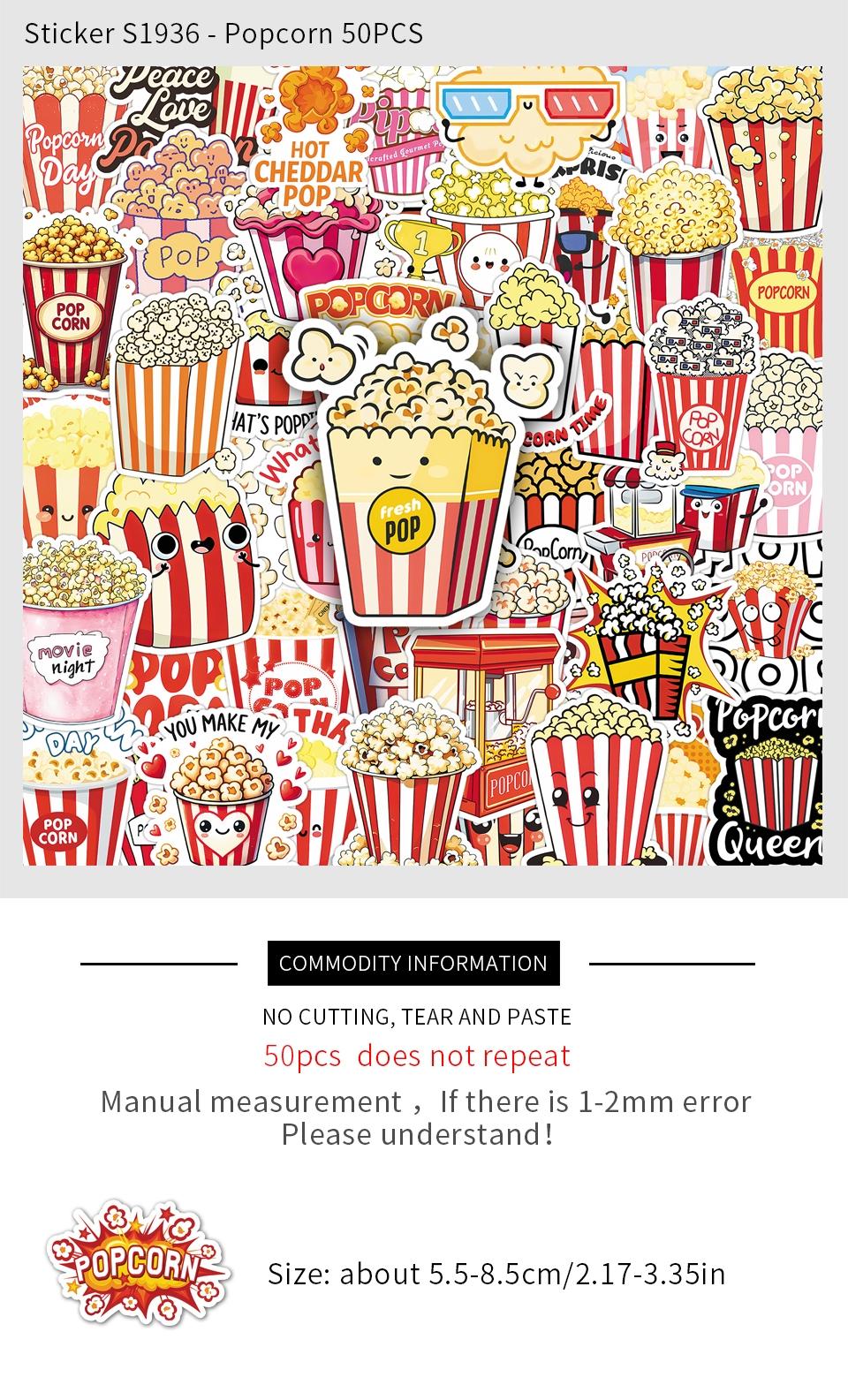 100 Sheets, Two Sets of Repeat Popcorn Cartoon Cute Food Personality ...
