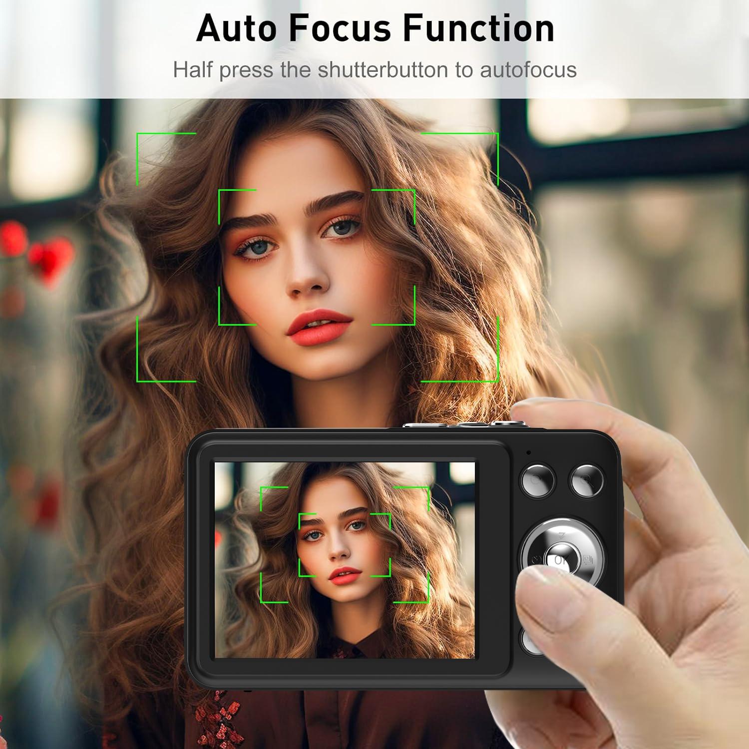 W&O Digital Camera, FHD 1080P Kids Camera, 50MP Point and Shoot Camera with 16X Zoom Anti Shake, Compact Portable Small Camera for Girls Boys Teen Student with 32GB Card