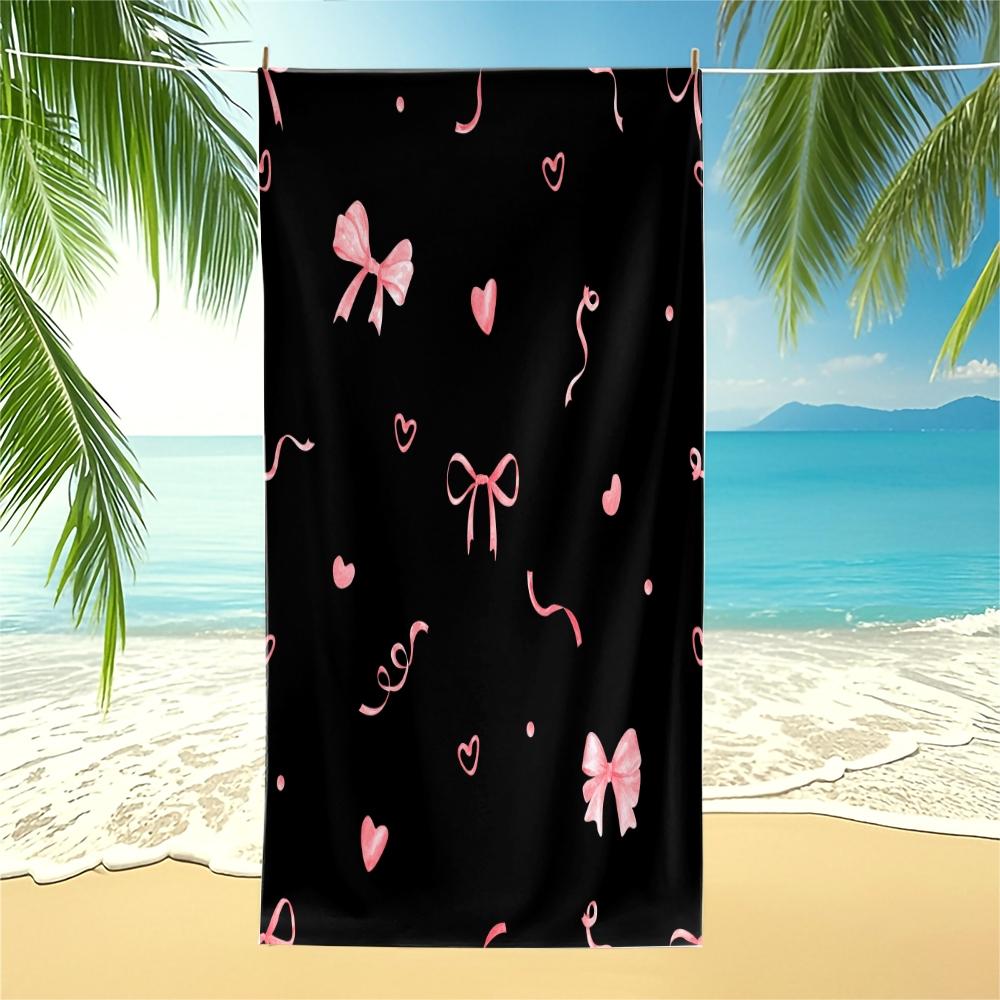 1-Piece Coquette Bow Printed Beach Towel, Cute Y2K Style Sand-Free Quick-Dry Microfiber Towel, Lightweight Absorbent Printed Beach Accessories, Ideal for Travel Vacation, Pool, Beach, Camping & Daily Use