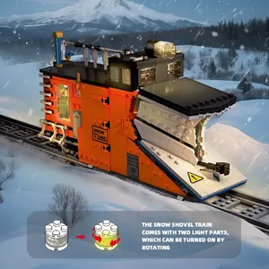 Steam Snow Plow Train High-Speed Railway Model Kit, 945pcs DIY Assembly Set with Tracks and Lights, Ideal Gift for Ages 12+