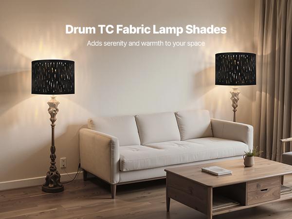 VEVOR Drum Lamp Shade 2 Set, 13 in Topx 13 in Bottomx 10 in High, Medium Drum Lampshade with Harp, Replacement Lamp Shade for Table Lamps Floor Lamps Pendant Lights, Black Hollow-carved Design