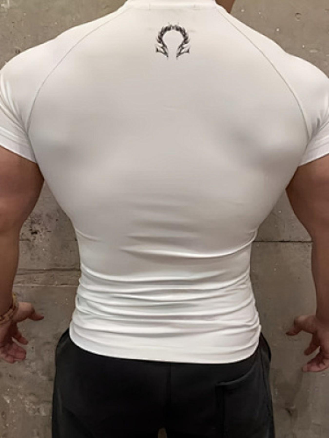 American Gothic Spider Print Gym Fit Short Sleeve High Stretch Quick Dry Sport T-Shirt, Streetwear Muscle Men Workout Top