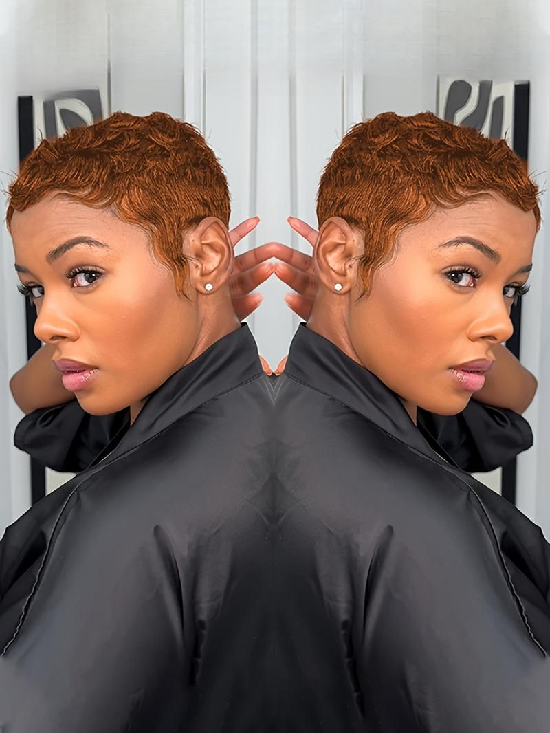 Pixie Cut Wig for Women Curly Wave Wig Halloween Wig Full Machine Made Wig 150% Density 6 Inch Pixie Wigs