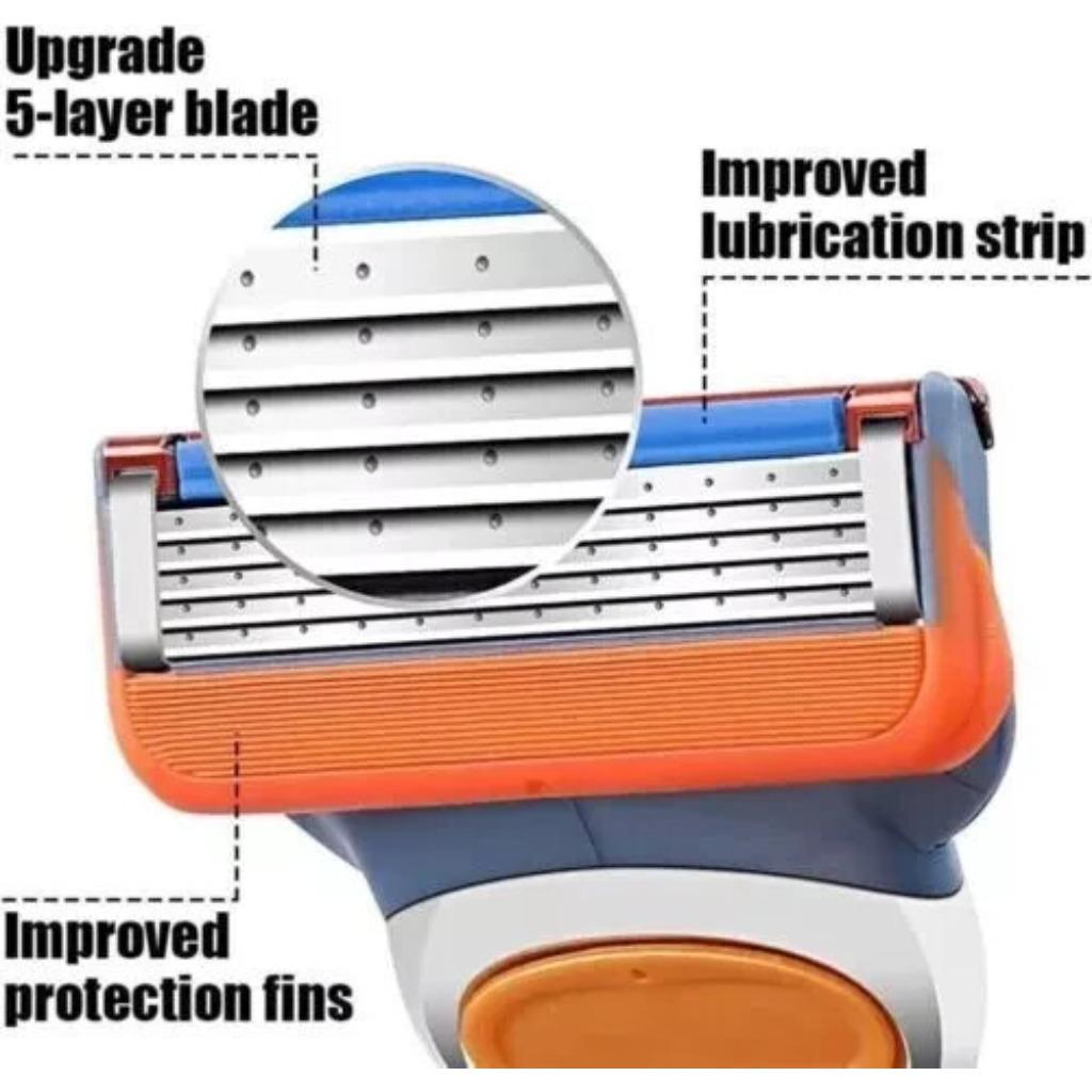 Metal Replacement Handle Compatible with Gillette Fusion5 Men's Razor, Ergonomic Non-Slip Smooth Design, Includes 8 Replaceable Blades, Stainless Steel Razors Set, Shaver Razors Shaving Tool