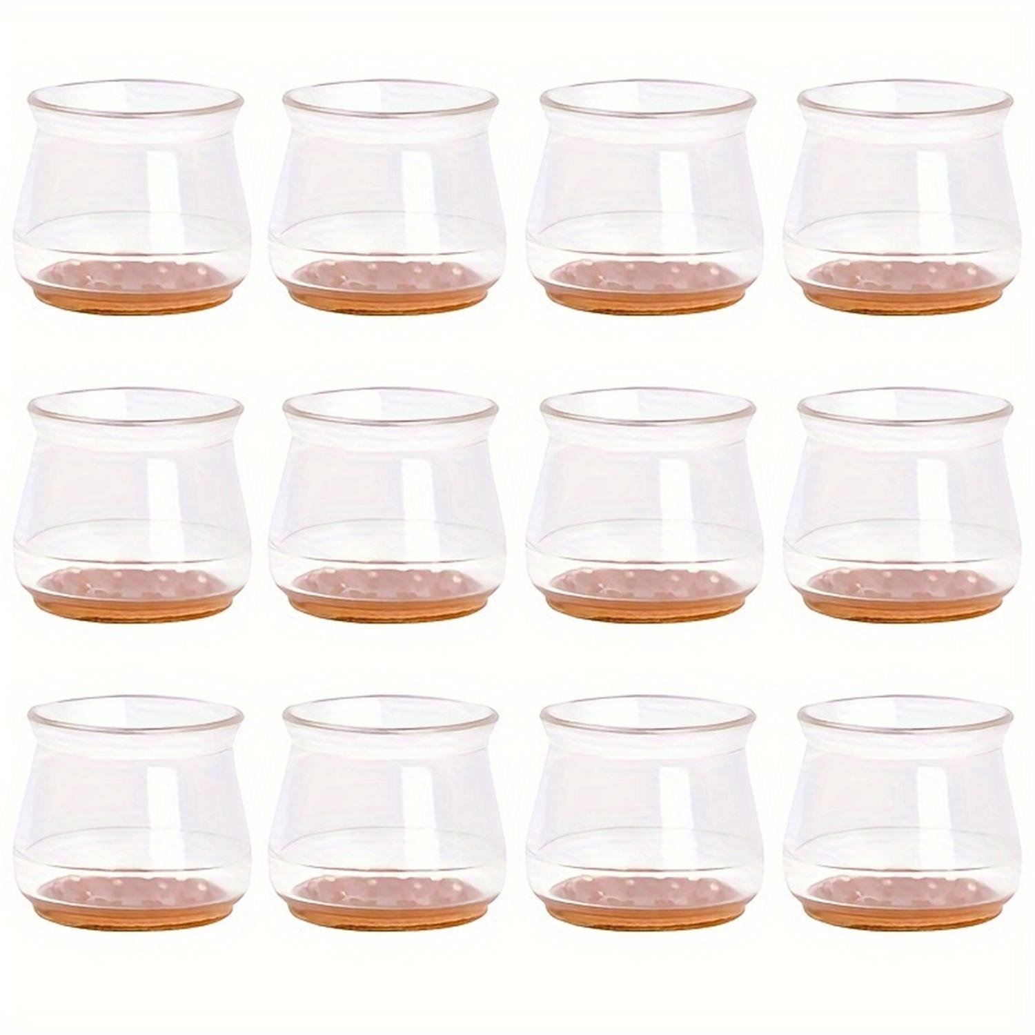 Silicone Chair Leg Protector, 16pcs Clear Round Table Base Cover, Non-slip Felt Pad for Floor Protection