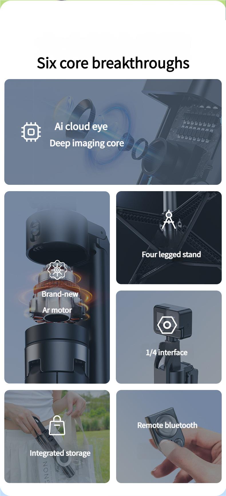 Auto Face Tracking Tripod for iPhone with 2 Fill Lights,360 Rotation Selfie Stick,70" Phone Stand with Rechargeable Remote Control for TikTok Vlog Video Recording,Tripod for GoPro/Camera/Ring Light