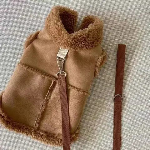 Cute Plush Warm Coat for Pets, Warm Puppy Coat, Dog Clothes, Cat Clothes, Harness Vest, Teddy, Bichon, Maltese, Cozy Pet Outerwear