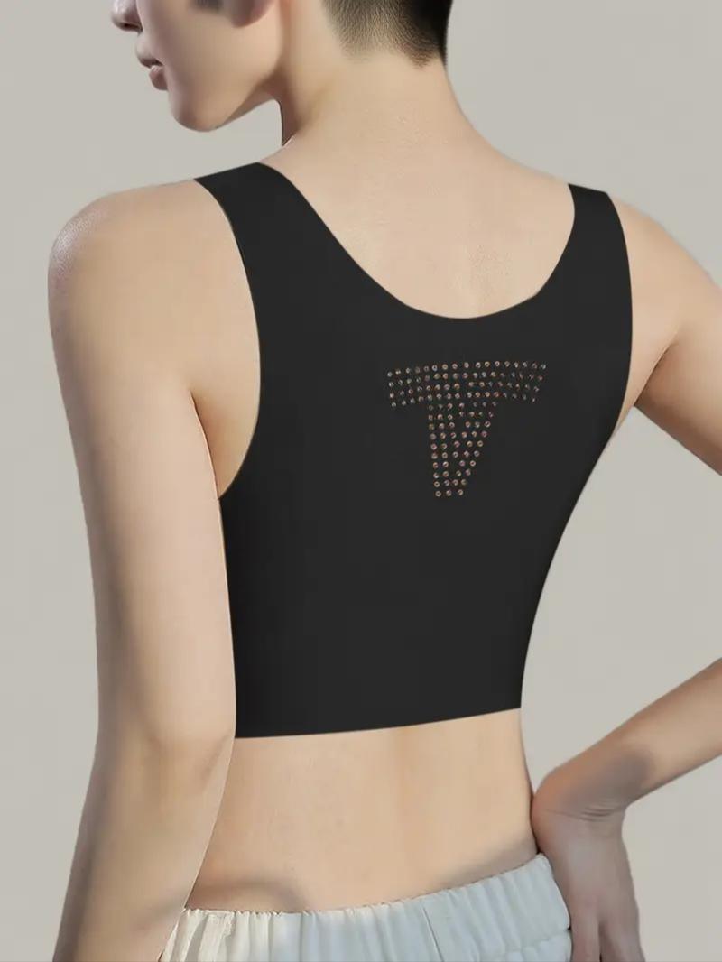 Wireless invisible strapless vest, women's seamless corset bra, wide shoulder strap design, light and breathable fabric, girls disguise as boys, tomboy corset underwear, large and small chest effect, flat chest shaping, Seamless Sports Bras Wireless invisible strapless vest, women's seamless corset bra, wide shoulder strap design, light and breathable fabric, girls disguise as boys, tomboy corset underwear, large and small chest effect, flat chest shaping, Seamless Sports Bras