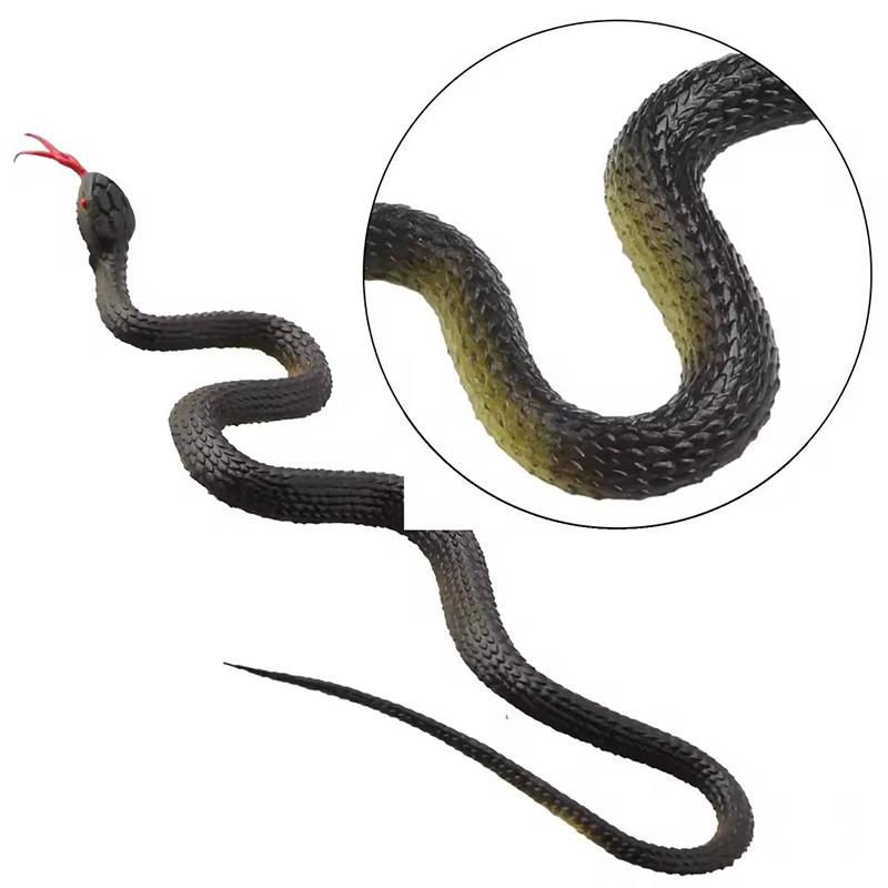 1pc Realistic Rubber Toy Snake 45cm, Lifelike Python Model, Halloween Prank Trick Prop, Scarecrow Garden Bird Deterrent, Joke Gag Toy Accessory