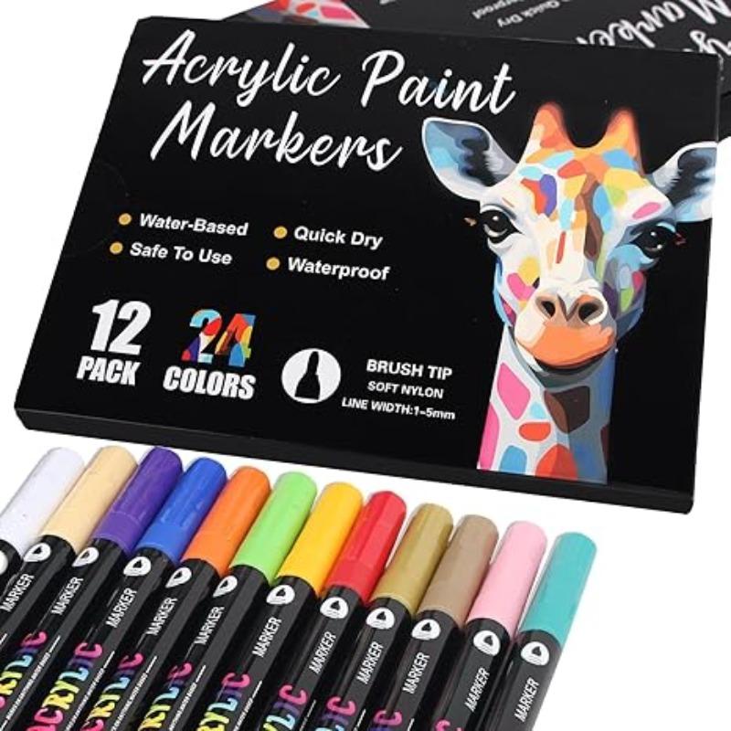 Acrylic Paint Markers Set for Art Painting, Ceramic Glass Canvas Mugs Wood Easter Eggs Christmas DIY Crafts Supplies, Paint Pens Markers, Acrylic Drawing Markers