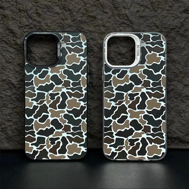 Vintage Camo Black Shockproof Phone Case For iPhone 17 Air 16 Promax 15 Plus 14 13 12 11, Compatible with MagSafe Magnetic Sitka Camouflage.affordable anti-fall vintage cover.QXD219