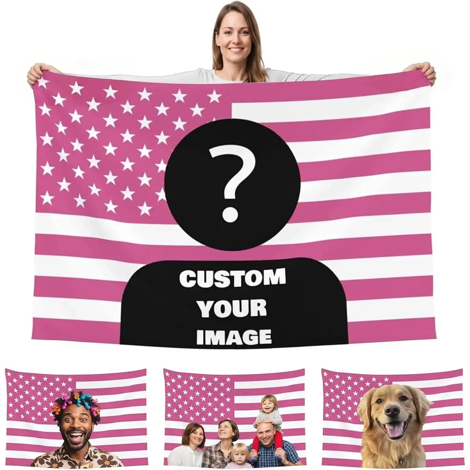 Custom Pink America Flag Personalized Flags Design Your Image Funny Tapestry Poster For Decorate Clubs tapestry