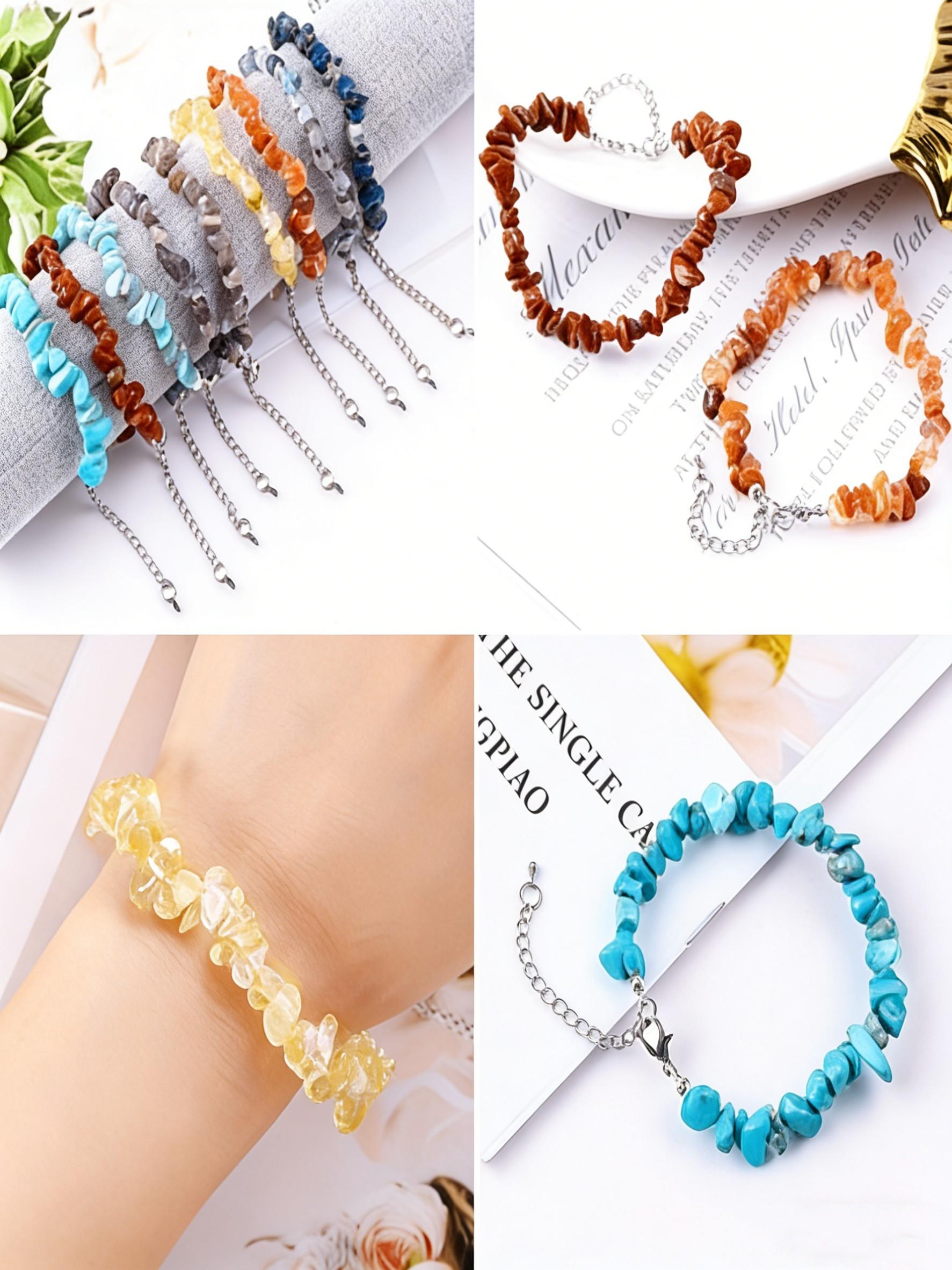 DIY Lucky Gemstone Bead Jewelry Making Kit, Glass Beads, Strand Charms, Perfect for Bracelets Necklaces, Includes Large Storage Box, Elastic Cord