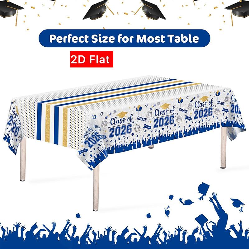 2D Flat Party Tablecloth 1pc, Graduation Ceremony Decor, No Power Needed, Perfect for 2026 Graduation Parties, Event Supplies