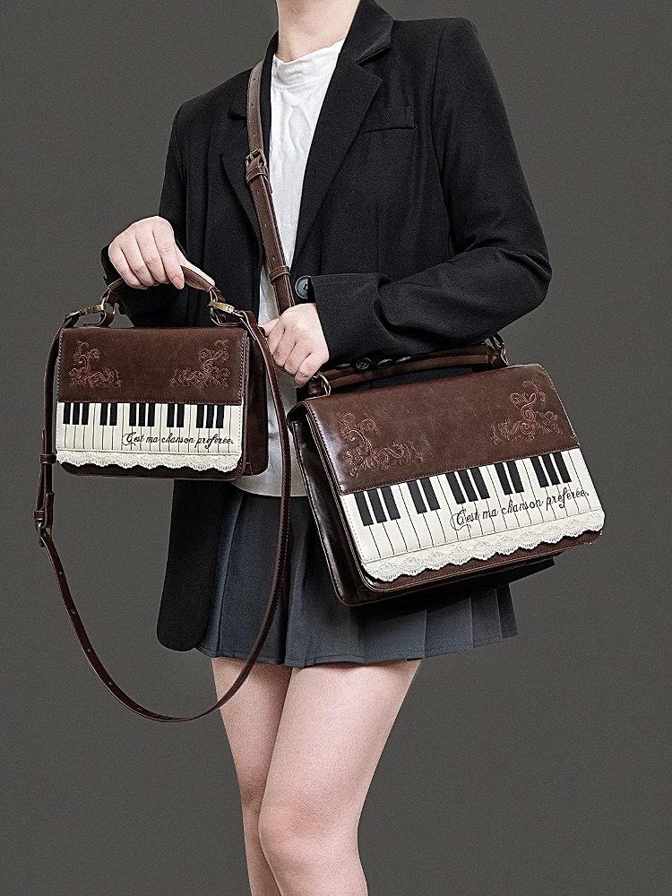 New Y2k Vintage Piano Shoulder Bag Womens Brown Crossbody Bag Girls Transparent Ita Bag Personalized Backpack Aesthetic Handbags