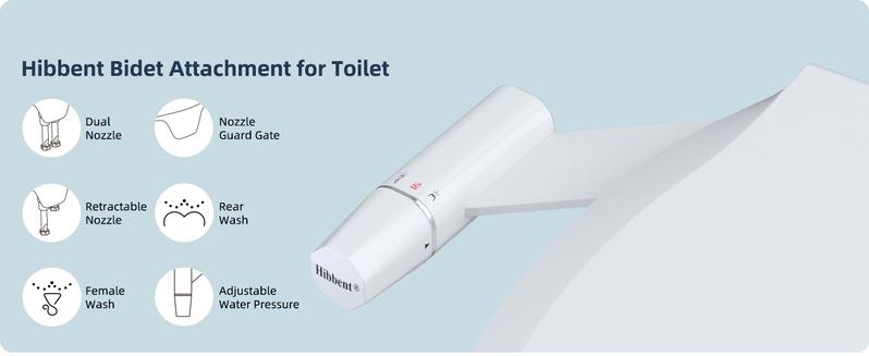Ultra-Slim Bidet Attachment for Toilet, Non-electric Dual Nozzle (Frontal & Rear Wash) Hygienic Bidet Toilet, Adjustable Water Pressure with Fresh Water Bidet Toilet Attachment, White non-electric dual
