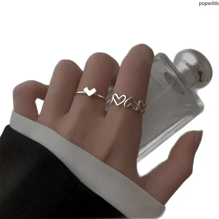Hollow Heart Ring Cute Minimal Niche Finger Ring Versatile Couple Best Friend Matching Rings For Students Women