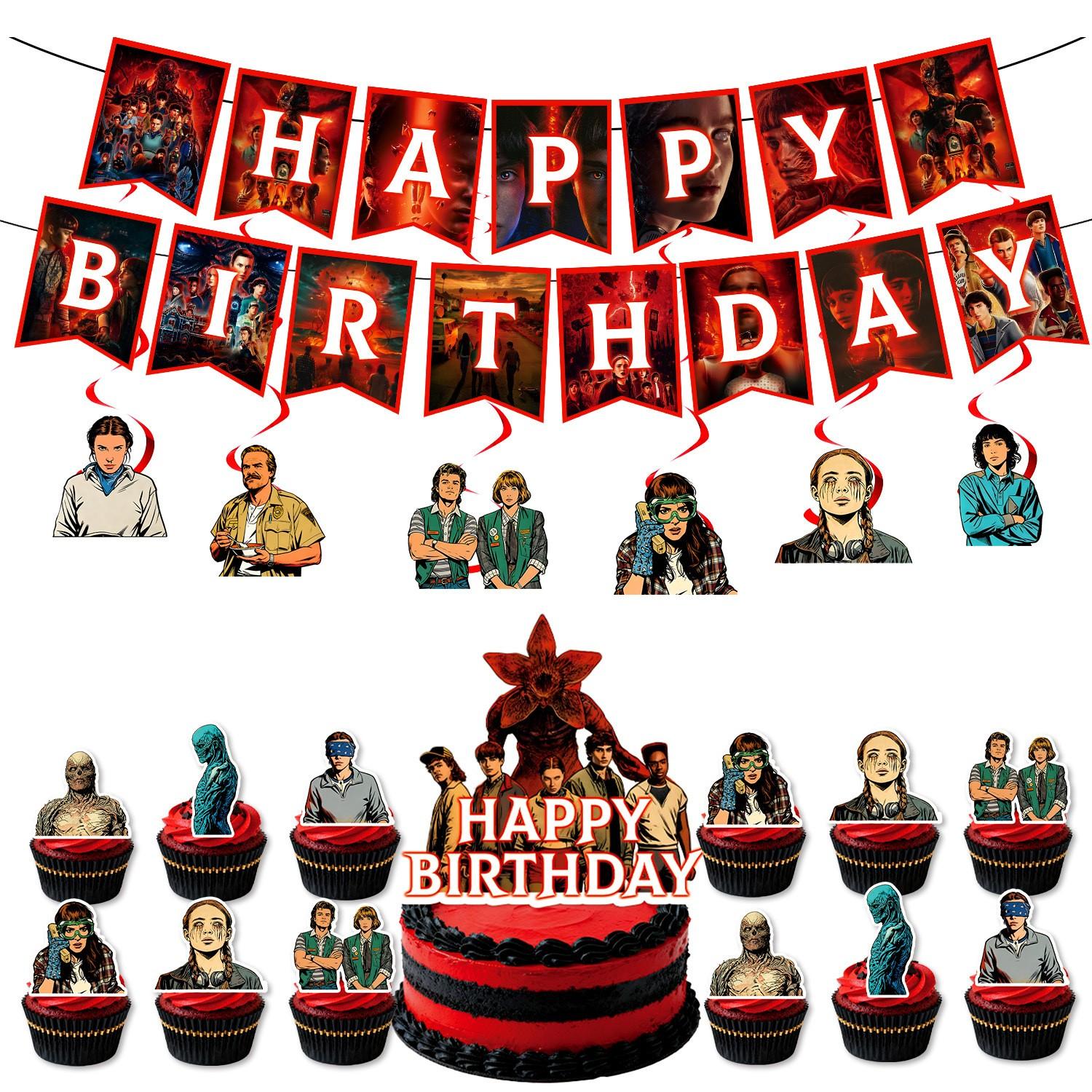 New Stranger Things Birthday Party Supplies Scene Decoration Set, Party Favors Assortment, Plates Napkins Cups, Themed Partyware for Kids Adults