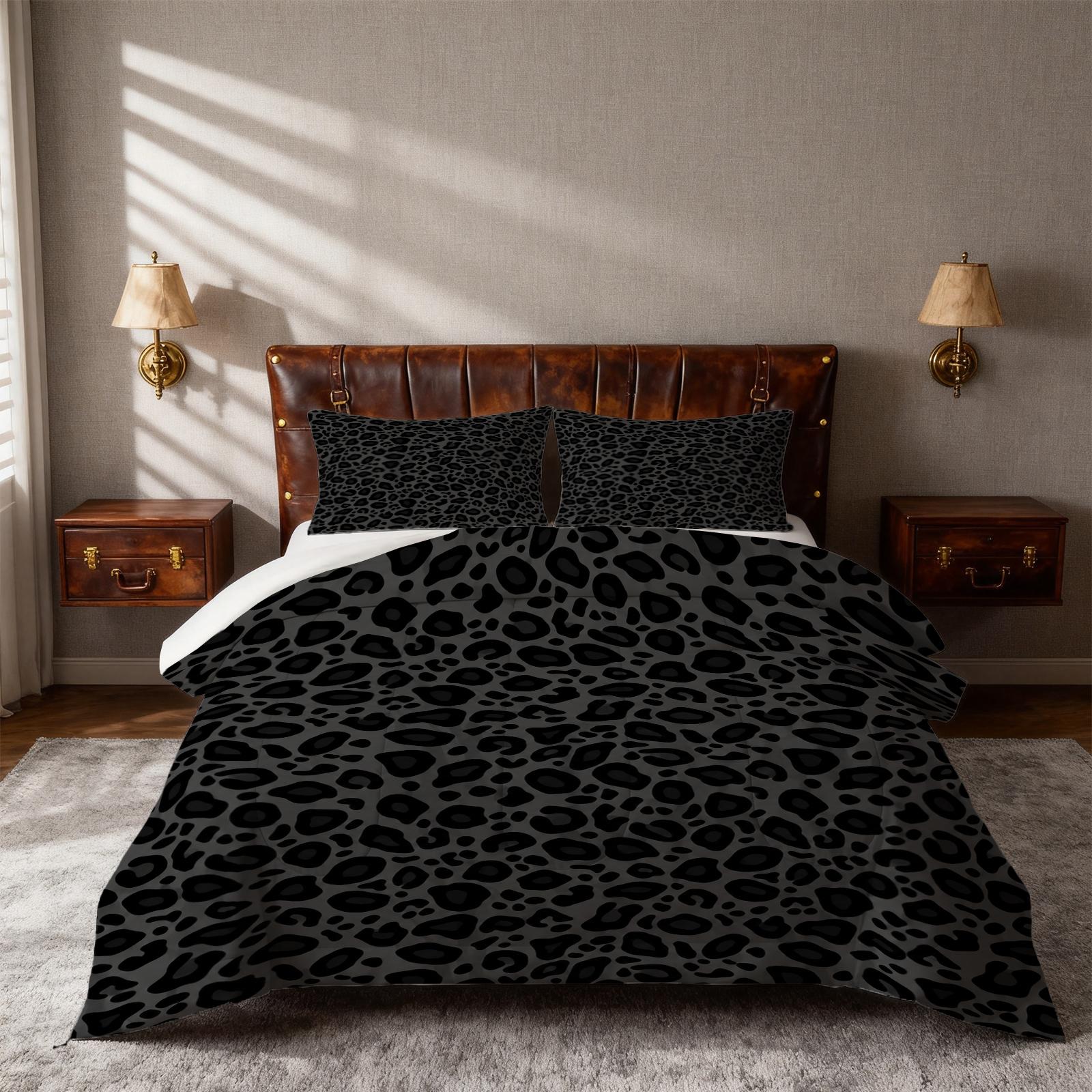 2/3 Pieces Leopard Print Comforter Set (1 Comforter + 2 Pillowcases, No Pillow Inserts), Comfy Bedding Set, Classic Retro Animal Leopard Pattern, Soft Skin-Friendly Fabric Bedding Sets, Home Decor for Women Bedroom, Premium Holiday Gift Option