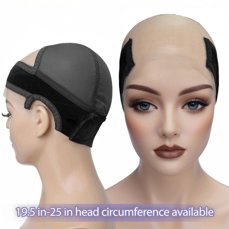 Lace Grip Wig Cap for Women, Transparent Non-Slip Wig Gripper Cap with Adjustable Grip Headband for Keeping Wigs in Place