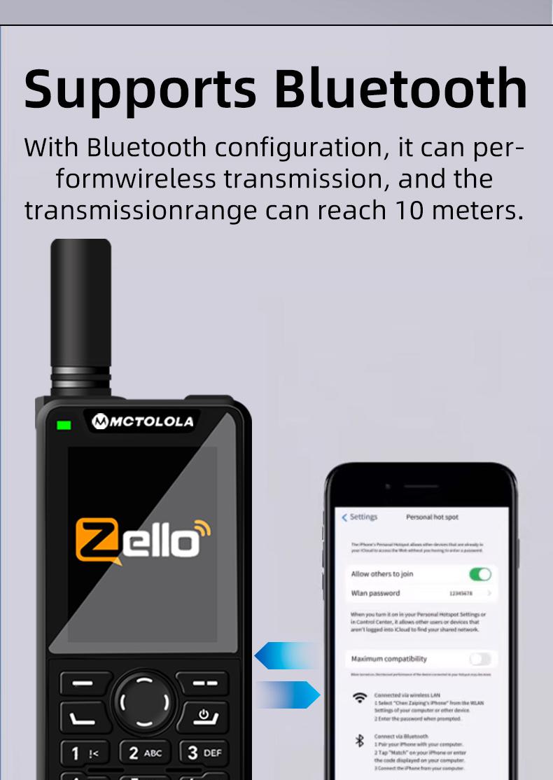 2G4G Zello Android system equipped with a 2.4-inch display screen supporting Wi Fi Bluetooth and call function. Portable handheld walkie talkie covering 8000 kilometers worldwide, suitable for fleet scheduling, outdoor camping and other multiple scenarios