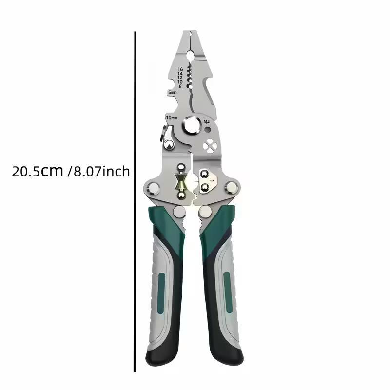 New 16-In-1 Foldable Wire Stripper, Upgraded Multifunctional Professional Cable Cutter, Wirecutters, Ideal for Cutting & Pulling Wires