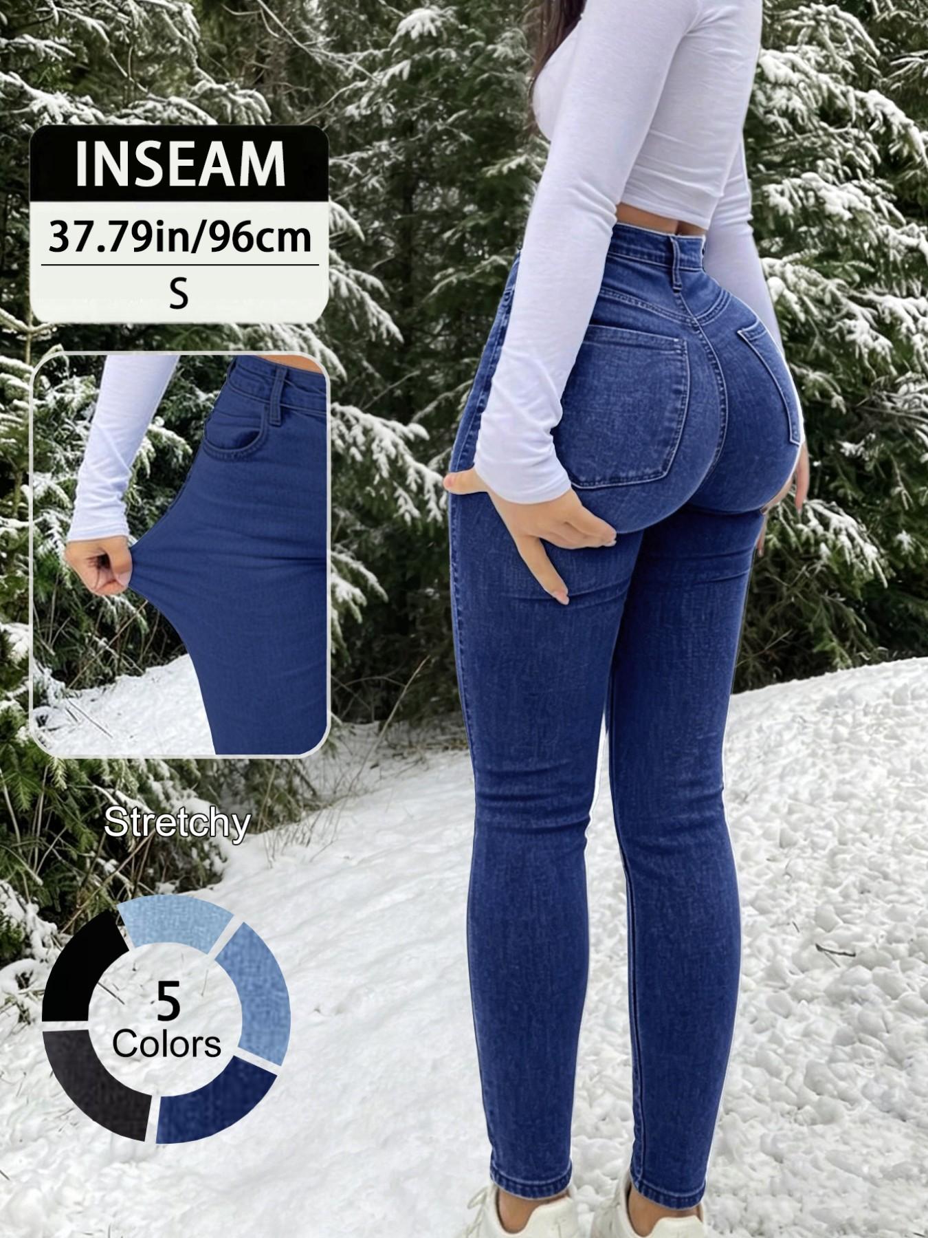 Elegant High Waist Long Skinny Denim Jeans for Women, Womenswear, Versatile Four Seasons Wear, Slimming Fit, Stylish Chic Casual Pants, Trouser, Basic, Denim Skinnies, Light Wash Jeans