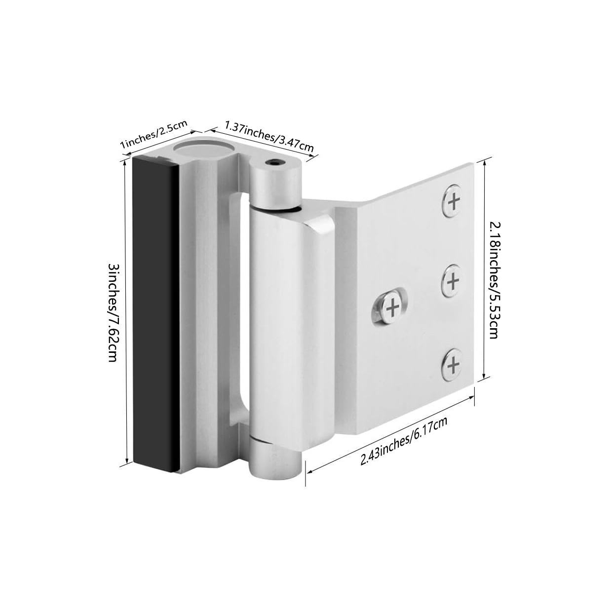 Home Safety Door Reinforcement Lock, Child Safety Lock for Inner Opening Front Door, 800 Lbs Pull Force, Bedroom Use, 8 Screws Included