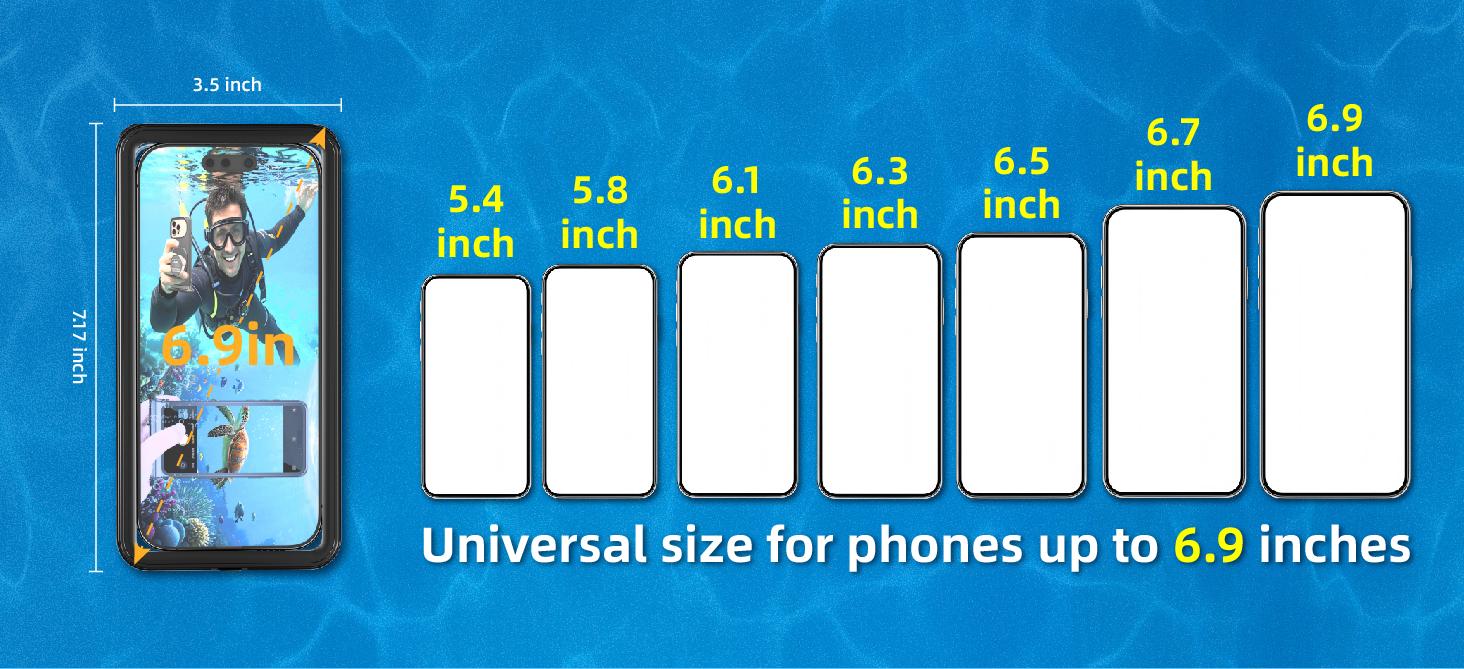 Waterproof phone case, suitable for 6.9-inch models, for outdoor swimming and diving, can be used underwater up to 15 meters