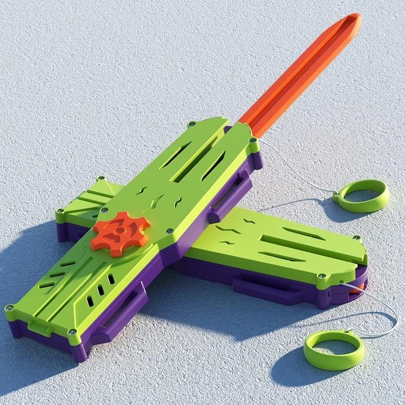 Unisex Plastic Parent-Child Interactive Telescopic Sword Fidget Toy, 8-10 Years Stretching Eject-Retract Multi-Player Battle Game Set, 3D Decompression Stress Relief Toy