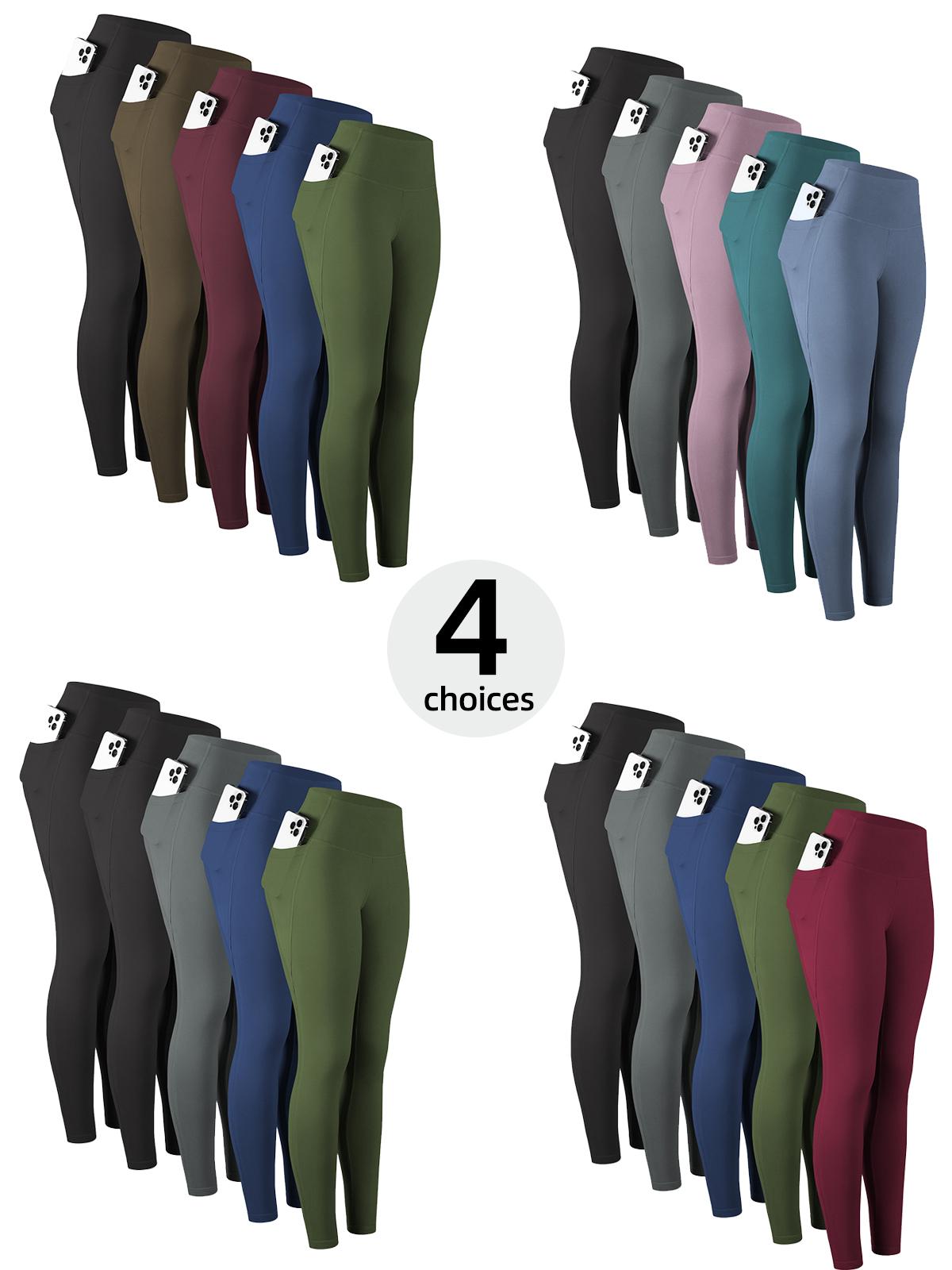 CHRLEISURE 3/5/6-Pack High Waisted Sports Leggings with Pockets for Women - Soft Athletic Tummy Control Pants for Running Cycling Yoga Workout Leggings