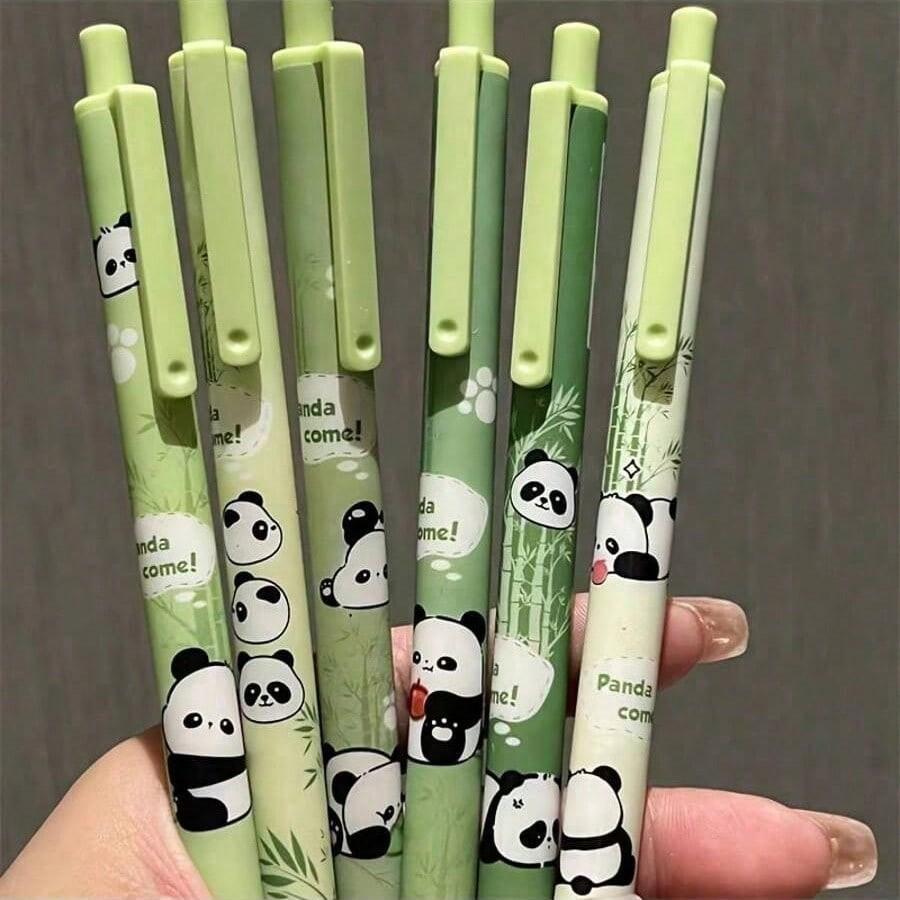 Cute Panda Pattern  Pen, 6 Counts Durable Lovely Smooth  Pen with Clip,  Office Stationery & Supplies for Home School Dormitory