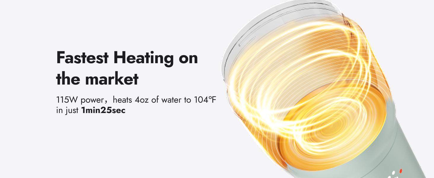 Papablic Pro Portable Bottle Warmer for Travel – Fast Heating, Built-in Sterilizer, 30W Fast Charge, 5-Temp Control, Easy-Clean Wide Mouth, Baby Milk Warmer for Breastmilk & Formula