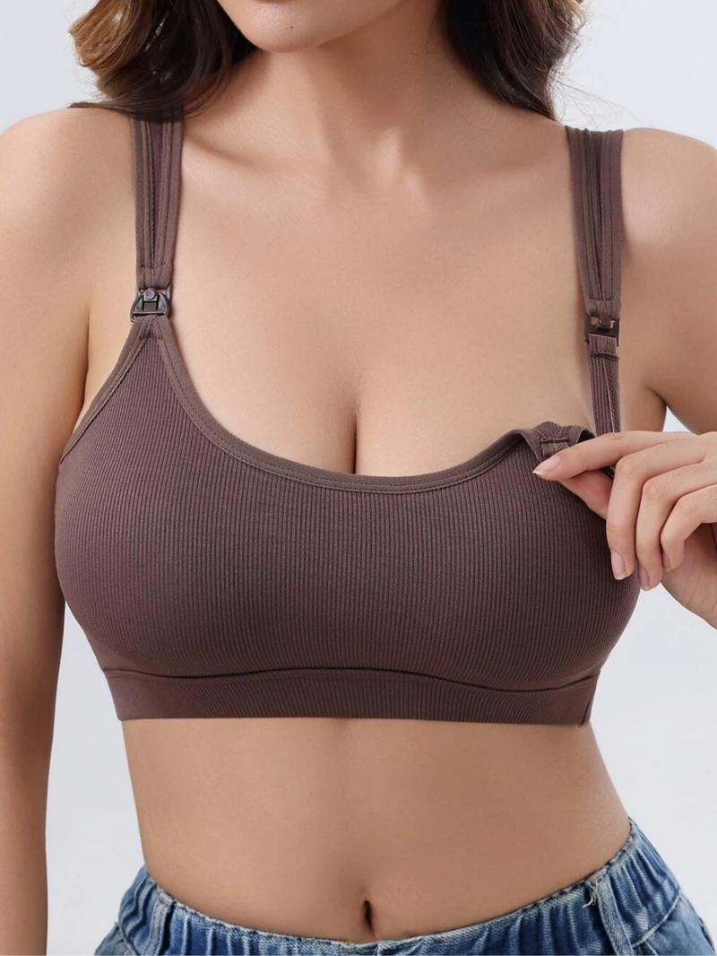 Maternity's Solid Color Removable Nursing Bra, Soft Comfortable Breathable Nursing Bra for Pregnancy & Postpartum, Maternity Underwear for All Seasons, Maternity Bras