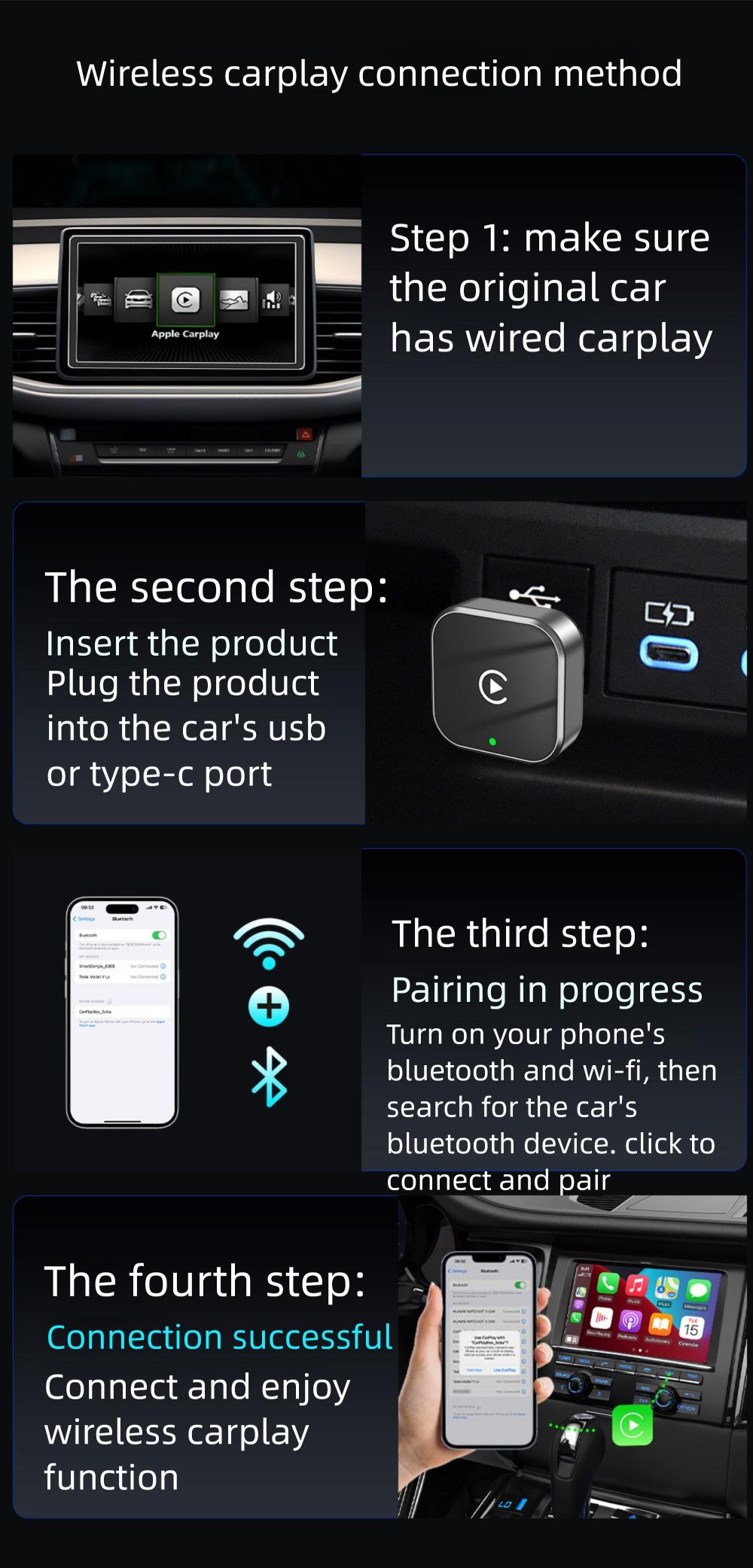 2in1 Wireless CarPlay & Android Auto Adapter, 5GHz Plug & Play Wired to Wireless Car Converter