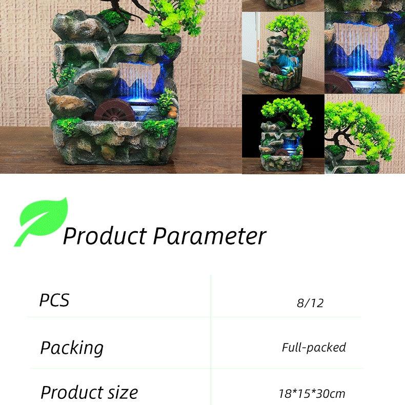 The Creative Cycle Water Flow Desk Ornament is a resin sculpture inspired by miniature natural landscapes, featuring an integrated small water pump to achieve a continuous water circulation flow