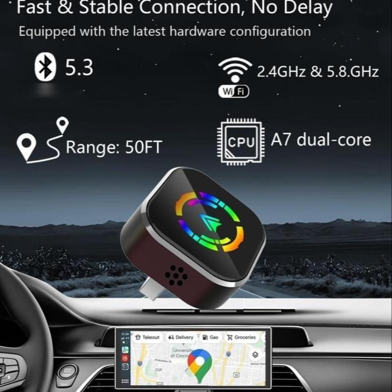 2025 Wireless Carplay Adapter for iPhone/Android - Fast Connection, No Latency, Hands-Free Calling & Charging, Wireless Adapter Electronic Charger Carplay Dongle, Carplay Dongle Connectivity