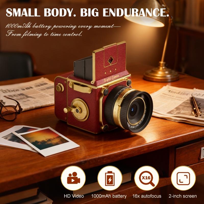 Vintage Digital Camera, Portable Retro Point and Shoot Compact Small Pocket 1080P FHD Video Autofocus Vlogging Camera with 32 GB Card for Beginners Teens Adults, For Christmas, Birthday Gift
