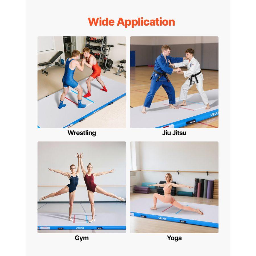 fathersdaygift VEVOR 10x5 ft Wrestling Mat Inflatable, Martial Arts Thick Mat for Outdoor Indoor Home Gym Exercise, PVC Foldable Training Mats with 600W Air Pump, for Gymnastics Tatami Jiu Jitsu BJJ MMA Judo, Gray