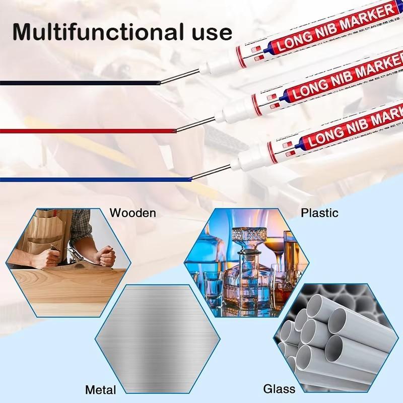 Long Marker Pen, 20pcs/set Waterproof Marker Pen, Multipurpose Deep Hole Marker Pen for Metal, Ceramic, Glass, Leather, Film, Art Markers, Permanent Drawing Markers