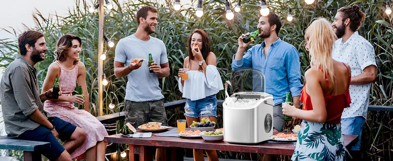 Antarctic Star Countertop Ice Maker Portable Ice Machine with Handle,26Lbs/24H, Self-Cleaning Ice Makers, 9 Ice Cubes Ready in 6 Mins for Home Kitchen Bar Party (Grey)