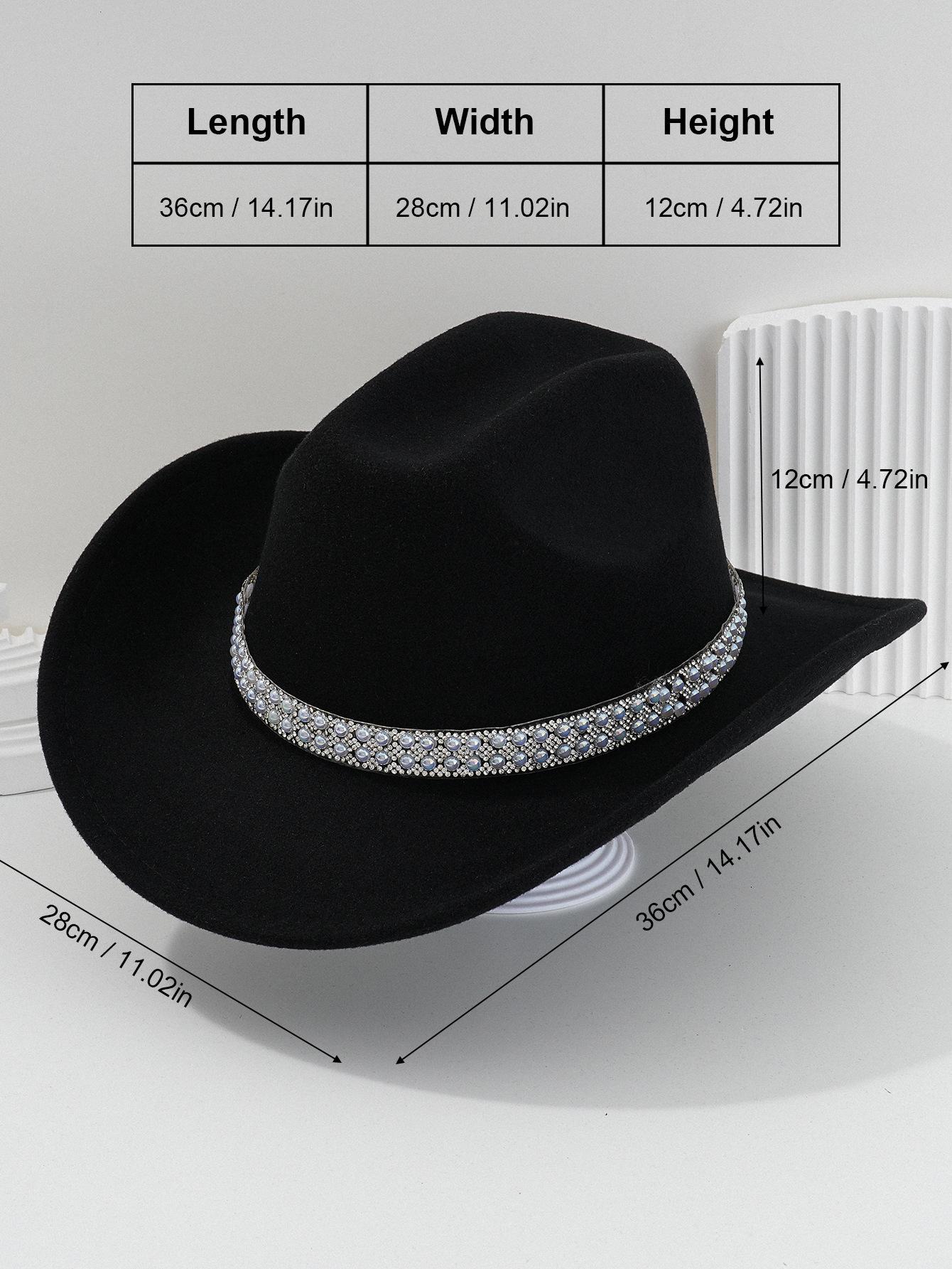 Ladies' gender-neutral western cowboy hat, stylish hat, classic cowboy hat, round pearl with rhinestone gem accessories hat, foreign trade bridal top hatSpeedy Smarts