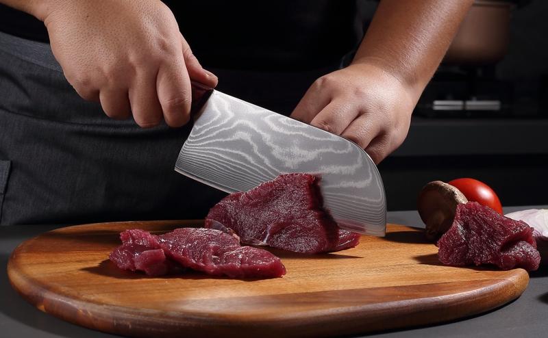 Professional Damascus Chef Knife & Nakiri Knife - 7-Inch Forged Blade with >60° Sharp, Butcher/Chef/Utility/paring Knives for & Professional, Meat, Vegetable Slicing