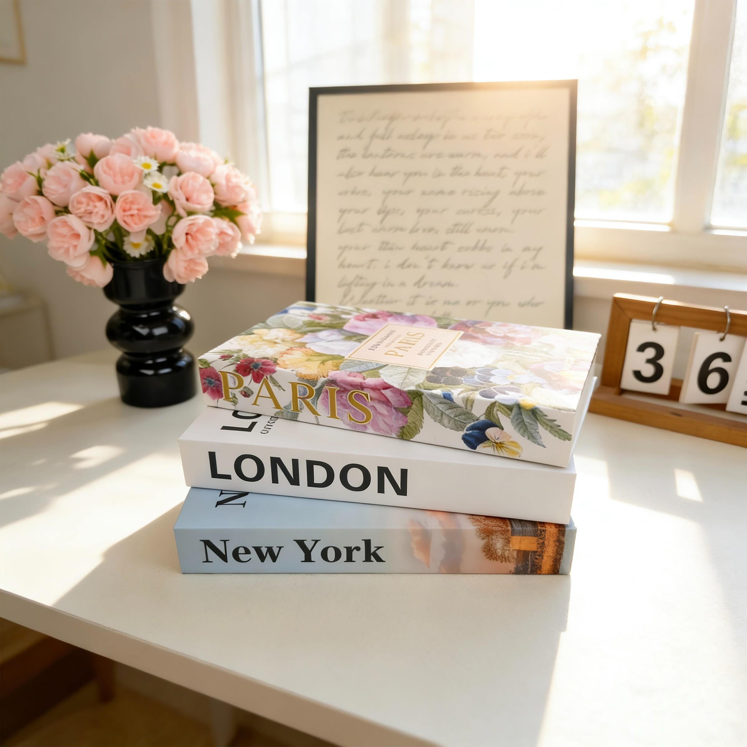 3pcs High-Quality Fake Book Decorations, Modern Minimalist Home Decoration, Creative Living Room Soft Furnishing, Desktop Stackable Book Display